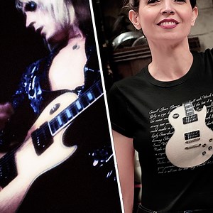 Guitar t-shirts from the Rock’n’Roll Redux T-Shirt Collection. Featured here: David Bowie's Dual Tone, Jimi Hendrix's Strat, Paul Simonon's Fender Precision, Mick Ronson's stripped down Les Paul, Keith Richards Macawber, Lou Reed's Epiphone Riviera, Jimmy Page's Les Paul #1, Bryan Ferry's Hagstrom Blue Sparkle, Noel Gallagher's Union Jack Epiphone, Steve Jones Glamour Girl Les Paul, Annie Clark's fluorescent Ernie Ball and John Lennon's Epiphone. These unique designs are exclusive to John7Arts /