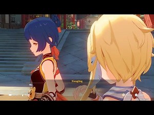 Genshin Impact 2025 Lantern Rite initial scene featuring HuTao Xianling Paimon Traveler Lumine