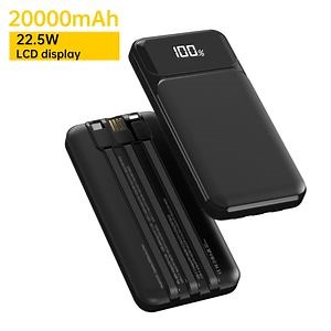 [Hot Item] Aspor A316 20000mAh Power Bank 22.5W Pd Fast Charging with 3 Built-in Cables LCD Display & Dual Input