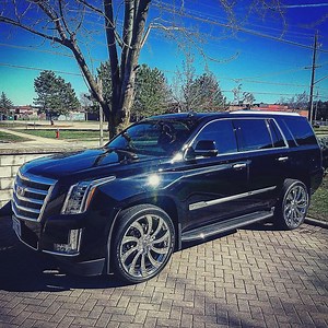 Nothing cleaner than a set of 26 inch chrome rims on this beautiful black Cadillac Escalade going to the rim line archives and we see some amazing rides and we had to post this pic of this beautiful Escalade clean efficient done right with just the perfect amount of chrome on the vehicle to give it a good balance of class modernism And custom touch #wheels #customrims #rimshop #chromerims #tires #tireshop | Hillyard's Rim Lions | Facebook