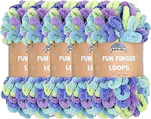 JubileeYarn Fun Finger Loops Yarn - 100g/Skein Jumbo Polyester - Ersa - 5 Skeins