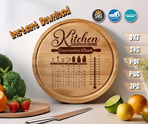 Kitchen Conversion Chart SVG Files: Cutting Board Design (digital Download - Etsy UK