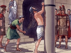 How many times was Jesus whipped before being crucified?