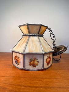Vintage Slag Glass Pendant Light: Fruit Panel, Hanging Kitchen Lamp, 1970s Cottagecore - Etsy Australia