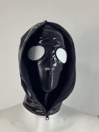 Exotic Bondage Hood Wetlook PVC Leather Double Layer Full Face Mask 7066 #PVCmask#PVChood