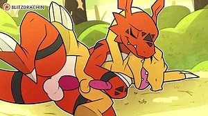 Patreon Blitzdrachin : Agumon X Guilmon Hentai Furry Yiff animation Gay Cum Shot anal Sex Spooning