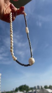 Beautiful necklace made of hematite and natural pearls