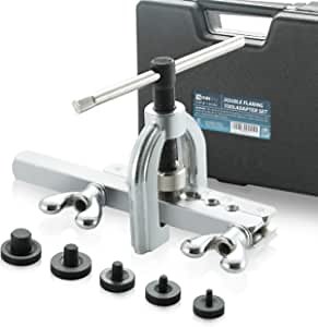 WYNNsky Flaring Tool Set for Copper, Aluminum, Brass, Soft Steel Tube, 5 Pieces Double Adapter, 3/16 Inch to 1/2 Inch Size for Automotive Brake Line