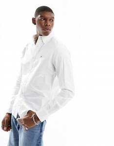 GANT icon logo slim fit oxford shirt in white | ASOS