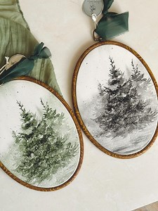 Framed Evergreen Tree Art Print | Oval Woodland Wall Decor | Winter Tree Artwork | Nature Inspired - Etsy Canada
