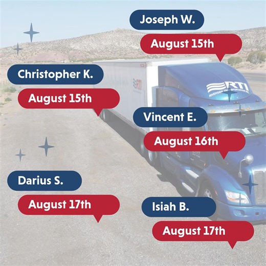 🎉 Help us celebrate our amazing RTI drivers with August birthdays! 🚛🎂 We’re sending a big shoutout and warm wishes to each of you—thank you for the dedication, hard work, and miles you put in every day. We hope your birthday month brings you safe travels, great memories, and maybe a slice of cake or two! 🎈🎁 Happy Birthday from all of us at RTI! 🥳 | Riverside Transport - RTI
