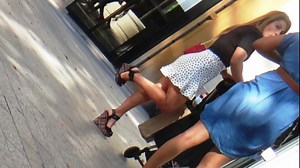 candid hot milf with gorgeous legs in wedges high heels