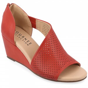 Journee Womens Aretha Back Heel Zip Peep Toe Wedge Sandals, Widths Available - Walmart.com