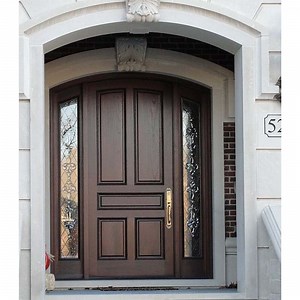 [Hot Item] Personalizar diseño tradicional de entrada de casa residencial con puerta de madera maciza y ventana lateral