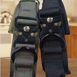 [Hot Item] Custom Black and Olive Training Dog Collar and Harness Abjustable K9 Dog Harness Tactical Dog Neck Collar with Metal Frog Buckle