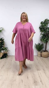Our Tiered Cotton Dress is your go-to for everyday style ❤️ 100% cotton 🤍 V neckline 🩷 Dress up or dress down 💜 Side seam pockets! Grab yours here 👉🏼 https://shorturl.at/Q9QvM They are so easy to wear and super comfortable. Available in sizes 18-32. | Curvaceous Plus Size Clothing