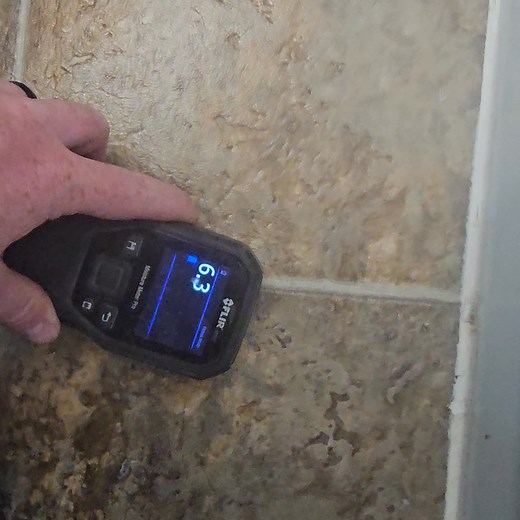 Using top of the line tools such as moisture meters and thermal imaging can help our inspectors determine whether moisture is active or not when it's sometimes unclear. In this case, the moisture damage on the side of a shower read an 85 percent moisture reading. This area will need to be opened up for further investigation and repair #homeinspection #homeinspector #bestofthe209 | J Bixler Inspections