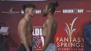 In our Co-Main Event Eric Priest 161.4lbs Paul Mendez 160lbs #SanchezSantibanes Weigh In TUNE IN —> https://bit.ly/3Nlv388 | Golden Boy Boxing