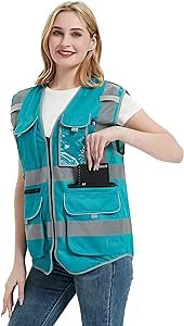 Pink Safety Vest For Women Hi Vis Vest With Zipper And Pockets Safety Vest For Lady Girl