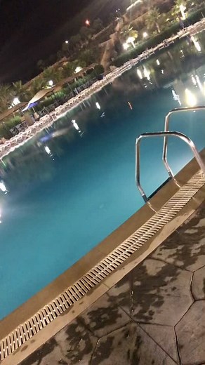 Serene Nighttime Poolside Escape