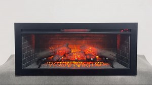 42 inch Infrared Electric Fireplace Insert with Removable Trim Kit, Touch Panel Wall Mounted/Recessed Electric Fireplace Heater, 4-Level Flame, Timer, overheat Protection (Antique Black, 42 inch)