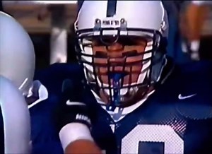 #FlashbackFriday — Todd Atkins pulverizing on OSU’ Bobby Hoying (1994) #WeAre #PennSt 🏈🔵⚪️ | The Penn State Bank Button Society