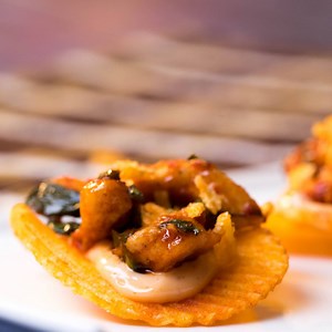 Chilli Basil Chicken Lays Bites by Chef Sanjyot Keer Crispy lays with tender chilli basil chicken, a must try appetizer. | Your Food Lab