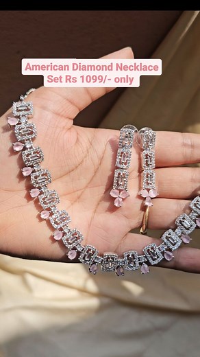 Best Party Wear . AMERICAN DIAMOND Necklace Set Rs 1099/- only | Cosmetic Cafe