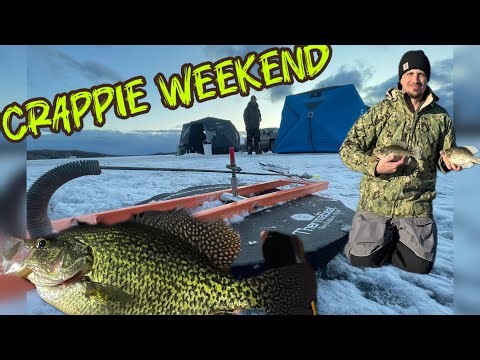 Ice Camping Catching Crappies [Long Lake Wisconsin ]
