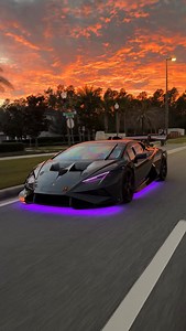 Beautiful Sunset 🦇💜🏁 . . . . . . . . #lamborghini #supercar #huracan #carbonfiber #lambo | Myexoticars