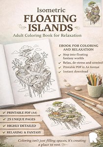 Livre de coloriage isométrique d'îles flottantes pour adultes – PDF imprimable - Etsy France
