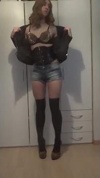 Crossdresser Sexy Spiky Bra and Shorts #18