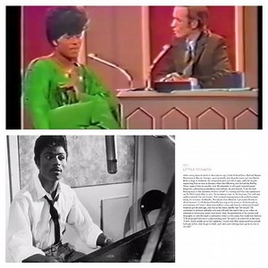 Little Richard lets folks know what time it is on The Dick Cavett Show in February 1970 (He's sweating because he had just finished performing). Football star turned actor Jim Brown is the other guest in the clip. Little Richard appears in the #Iconoclasts chapter of my next book, Vintage Black Glamour: Gentlemen's Quarters. | Vintage Black Glamour