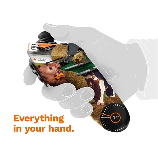 The only thing left, is turning on and off. Everything in your hand with QCS. Smart farming at the touch of a finger: the Quicke Control System (QCS) simplifies all front loader tasks to the maximum. Whether harvesting and clearing fields, feeding livestock, or fast data collection and cloud transfer: Recurring tasks and material weighing are automated, tool settings are individually optimised – and the human operator in the cockpit is relieved to the maximum via extremely simple joystick operat