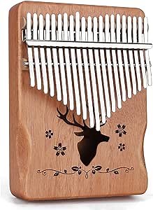 Fulia Kalimba Thumb Piano 21 Keys, Portable Mbira Finger Piano Gifts for Kids and Adults Beginners, Solid wood production, free flannel bag finger cover (21 Keys Wooden color)