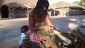 MS, Women of Kamayura village prepare Manioc, shot on June 14th, 2014.