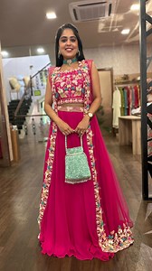 252K views · 7.4K reactions | Shoutout for all the pink lovers ! We have got you this beautiful hot pink crop top skirt with jacket, embellishment with vibrant thread embroidery, just perfect for this wedding season . . . . . . . . . . . . . . . . . . #envymefashions #chennaiboutique #fashionboutique #indowesternstyle #indowesternwear #indowesternlook #croptopjacketset #weddingseason #weddingvibes #bridesmaidoutfit #outfitinspo #worldwideshipping✈️ | Envy Me | Facebook