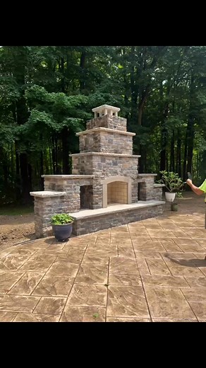 Custom Built Stone Veneer Fireplace, Colored Stamped Concrete Patio & Pool Deck, LED Lighting, Landscaping 🌾🌺🌴 | Sal's Landscaping & Construction Co.