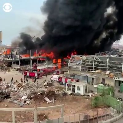 A massive fire broke out Thursday at the Port of Beirut, triggering panic among residents a month after the devastating explosion that killed more than 190 and injured thousands https://cbsn.ws/3mgPHXV | CBS News