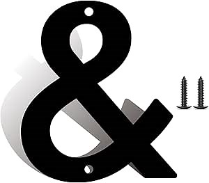 2.5 Inch Modern Metal House Numbers, Metal Address Numbers and Letters, Black Door Mailbox Number, House Address Letter and Number for Office Home Farm Outside (&)