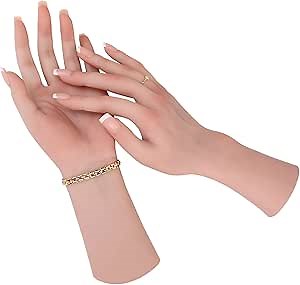 Realistic Silicone Female Hand Life Size Female Model Hand for Showing Jewelry Pranksters Halloween Props Photography Props