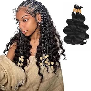 Body Wave Human Braiding Hair for Boho Braids 15A Soft Thick Bulk Braiding Hair 18 Inch 200g (50g*4pc) Human Bulk Virgin for Micro Braids Hair (Natural Wave, Natural Black)