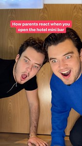 How parents react when you open the hotel mini bar😂 VC: @itsthemcfarlands #thefamileigh #funny #relatable #dad #britishhumour #minibar | The Famileigh