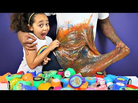 DIY GIANT SLIME!! Mixing 50 Tubs Of Noise Putty Slimes | Toys AndMe