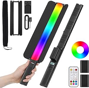 Tolifo RGB LED Light Wand for Photography with 2 Batteries, 20W Handheld Video Light Stick with Metal Barn Door, 360° Full-Color Photography Lighting with Remote, 3000K~6000K CRI 98+ 13 Light Scene