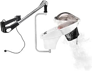 Hair Steamer Natural Black Hair Mister Hooded Ozone O3 Micro Mist Hair Care Professional Machine White UV Paint Stand Hair Deep Conditioning Wall-Mounted Elitzia ET01408W