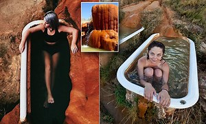 Amazing crystal clear Mystic Hot Springs in Utah, USA