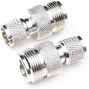 N Female to Mini UHF Male Connectors,Mini UHF to N type adapters N Type coaxial Connector RF Coax Adapter 2Packs