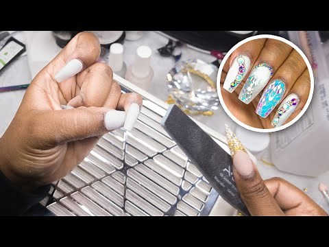 Acrylic Nails Tutorial – Acrylic Fill at Home – Short Bling Nails