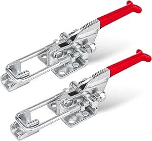 POWERTEC 2PK Toggle Clamp, 700 lbs Holding Capacity, 431 Adjustable U Bolt Latch w/Antislip Hand Grip for Woodworking Jigs & Fixtures, Smoker, Tire Carrier, Tool Box, Cabinet, Truck (20307-P2)